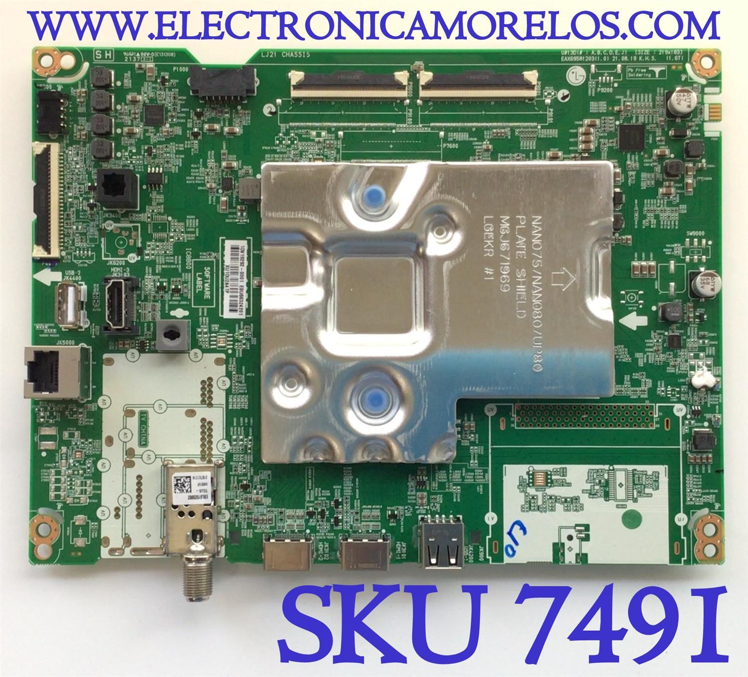 MAIN PARA TV LG UHD 4K SMART TV / NUMERO DE PARTE EBU66324201 / EAX69581203 / EAX69581203(1.0) / PANEL NC430TQG-ABKH5 / DISPLAY HV430QUB-F7D / MODELO 43UP8000PUR / 43UP8000PUR.AUSGLJM